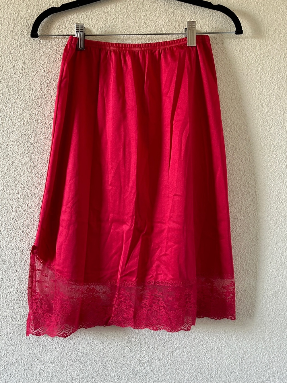 Red Lace-Hem Women's Slip Skirt